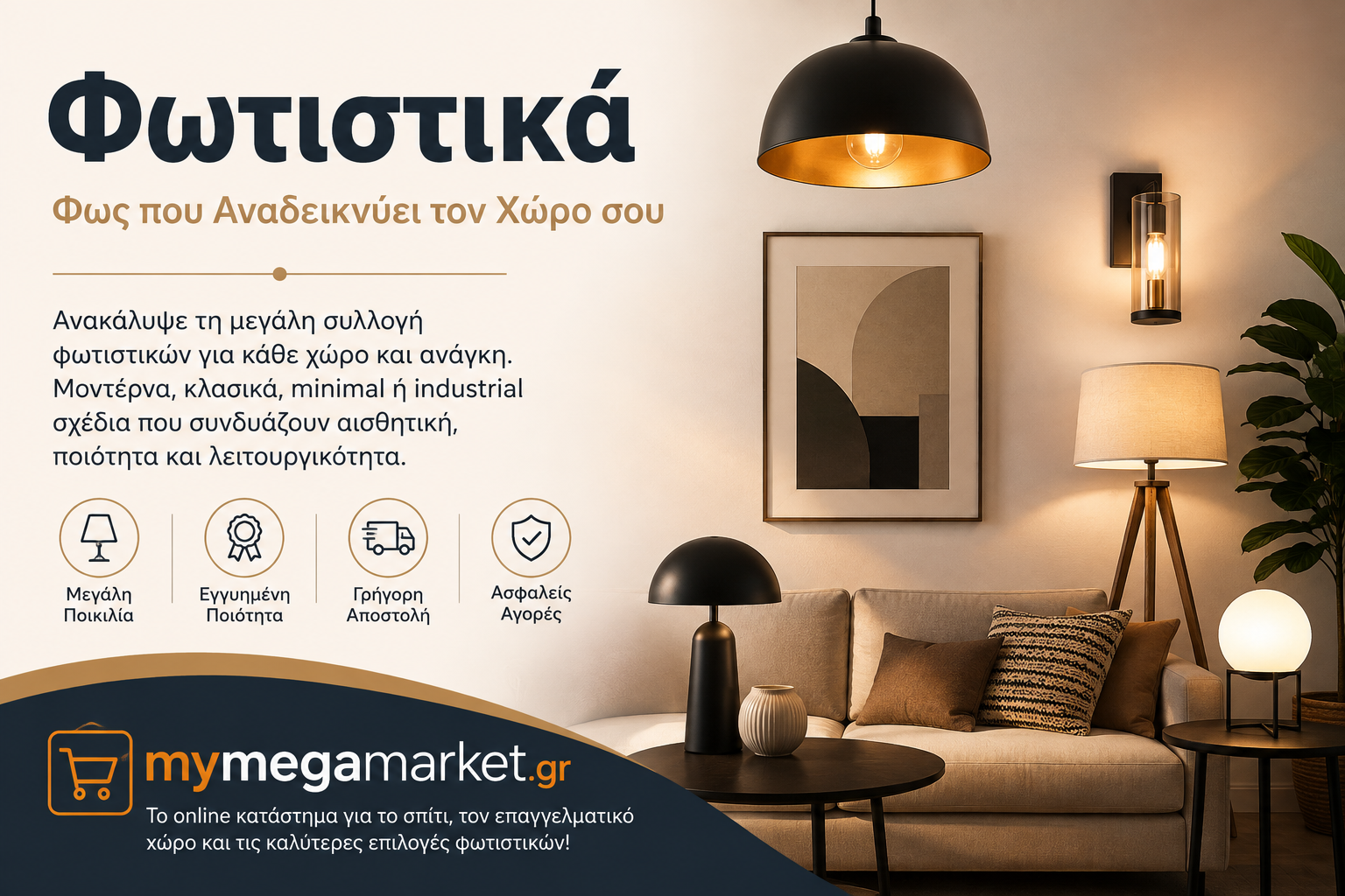 Φωτιστικά οροφής, δαπέδου, τοίχου